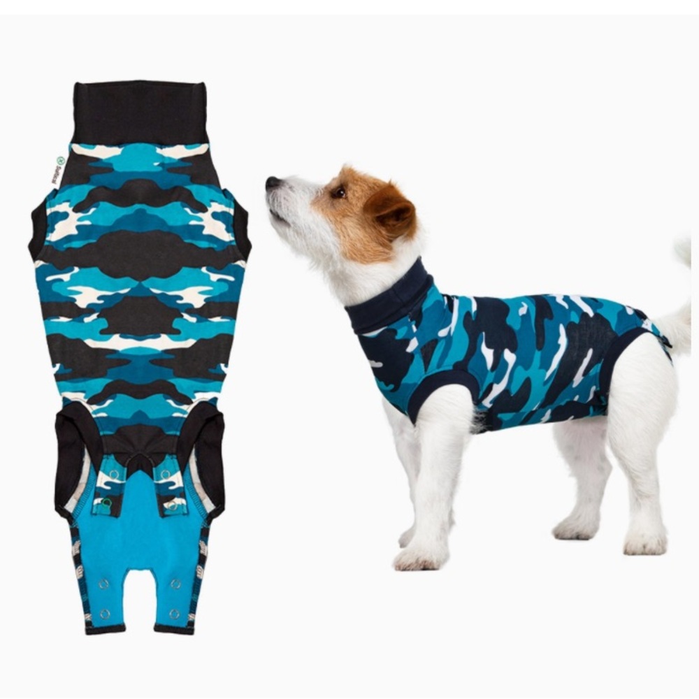 Dog Recovery Suit - Blue Camo - size small